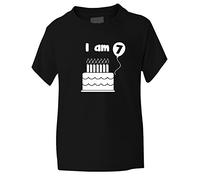 Print4U Birthday Kids Ages I Am 7 Seven T Shirt Age 7-8 Black