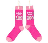 Print4U Birthday Queen 100 Ladies Pink Socks Gift 100th Birthday 100 Year Old