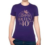 Print4U Birthday Queen 40 Ladies T-Shirt 40th Birthday Gift Womens Tee XX-Large Purple