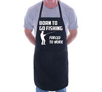 Print4U Born Go Fishing Angling BBQ Cooking Funny Novelty Apron Black