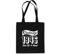 Print4U Born In 1946 80th Birthday Age 80 Re Usable Shopping Tote Bag Black…