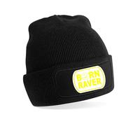 Print4U Born Raver Beanie Hat Dance Techno Funny Slogan Birthday Present Black