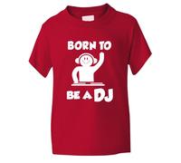 Print4U Born to Be A DJ Funny Boys/Girls T-Shirt Birthday Gift 12-13 Red