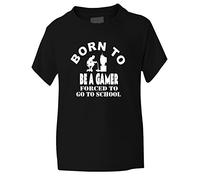 Print4U Born to Be Gamer Forced to Go to School T-Shirt Age 12-13 Black