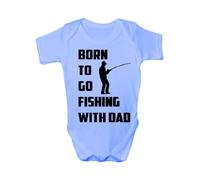Print4U Born To Go Fishing With Dad Babygrow~Babies Gift Boy/Girl Vest Babies 3-6 blue