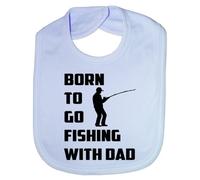 Print4U Born To Go Fishing With Dad - Funny Baby/Toddler/Newborn Bib - Baby Gift blue
