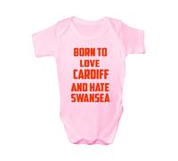 Print4U Born To Love Cardiff & Hate Swansea Funny Babygrow Babies Gift Boy/Girl Vest 0-3 pink