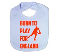 Print4U Born To Play For England Rugby- Funny Baby/Toddler/Newborn Bib - Baby Gift blue