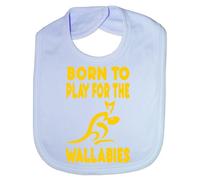 Print4U Born To Play For Wallabies Australia/Riugby - Funny Baby/Toddler/Newborn Bib blue