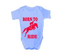 Print4U Born To Ride/Horse Riding ~ Funny Babygrow ~ Babies Gift Boy/Girl Vest Babies 3-6 blue