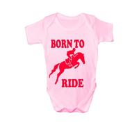 Print4U Born To Ride/Horse Riding ~ Funny Babygrow ~ Babies Gift Boy/Girl Vest Babies 6-12 pink