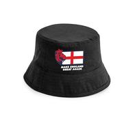 Print4U Bucket Hat Make England Great St George Cross Lion Head Patriot English Black SM