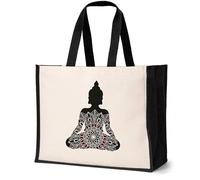Print4U Buddha Yoga Boho Tote Bag Mandala Indian Birthday Ladies Canvas Shopper Natural