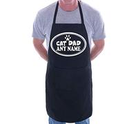 Print4U Chef BBQ Personalised Apron Cat Dad Any Name Black