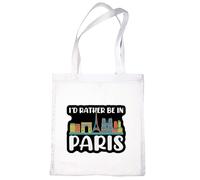 Print4U Cotton Reusable Shopping Tote Bag Rather Be In Paris Mom's Gift White