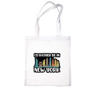 Print4U Cotton Reusable Tote Bag Rather Be In New York Gift for Mom's White