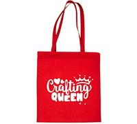 Print4U Crafting Queen Knitting Crochet Slogan Reusable Shopping Tote Bag Red
