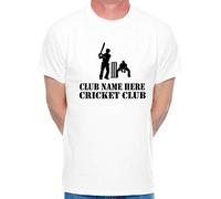 Print4U Cricket Club Name Here Mens Personalised T-Shirt Medium White