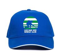 Print4U Crown Green Bowling Baseball Cap Personalise with Your Club Name Gift Blue