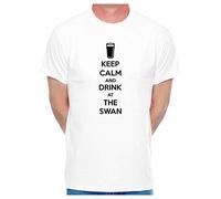 Print4U Custom T Shirt Drink at The Swan Any Pub Printed X-Large White