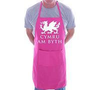 Print4U Cymru Am Byth Welsh Dragon BBQ Novelty Cooking Apron Pink