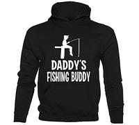 Print4U Daddy's Fishing Buddy Kids Hoodie Angling Fishermans Hoody Age 7-8 Black