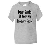 Print4U Dear Santa Its Brother's Fault Christmas Xmas Funny Kids T Shirt Age 12-13 Grey Black Text
