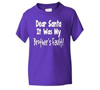 Print4U Dear Santa Its Brother's Fault Christmas Xmas Funny Kids T Shirt Age 9-11 Purple