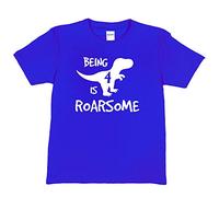 Print4U Dinosaur Roarsome 4th Birthday Kids T-Shirt Age 4 Age 5-6 Blue