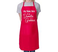 Print4U Domestic Goddess Personalised Apron Add Name Here Baking Cooking Apron Red