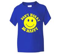 Print4U Don't Worry Be Happy ~ Boys/Girls T-Shirt in 6 Colours 5-6 Blue