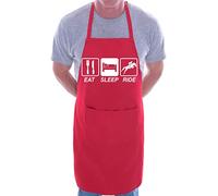 Print4U Eat Sleep Ride Horse Riding BBQ Cooking Funny Novelty Apron Red
