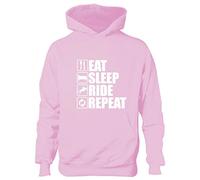 Print4U Eat Sleep Ride Repeat Horse Pony Horse Riding Funny Kids Hoodie Age 12-13 Pink