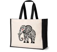 Print4U Elephant Tote Bag Buddha Mandala Indian Birthday Ladies Canvas Shopper Natural