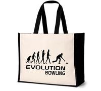 Print4U Evolution Of Bowling Tote Bag Crown Green Bowls Ladies Canvas Shopper Natural