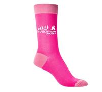 Print4U Evolution Of Cricket Ladies Novelty Socks Pink Funny Cricketers Gift
