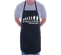 Print4U Evolution Of Fireman Firefighter BBQ Cooking Funny Novelty Apron Black