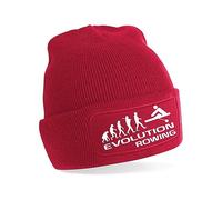 Print4U Evolution of Rowing Beanie Hat Sport Hobby Birthday Gift Men & Ladies Red