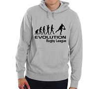 Print4U Evolution Of Rugby League Unisex Hoodie XX-Large Grey BLACK TEXT