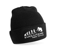 Print4U Evolution of Table Tennis Beanie Hat Sport Hobby Gift for Men & Ladies Black