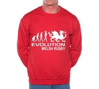 Print4U Evolution Of Welsh Rugby Funny Sweatshirt/Jumper Unisex Birthday Gift X-Large Red