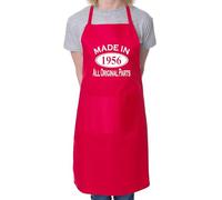 Print4U Funny 70th Birthday Gift for Women - Made In 1956 All Original Parts Pink Kitchen Apron - Adjustable Straps, Double Pocket, One Size Fits All - Great Gift for Mum, Nan or Wife