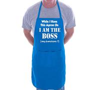 Print4U Funny Cooking Apron Novelty BBQ I Am The Boss Blue
