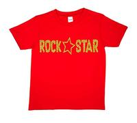 Print4U Girls Kids T-Shirt Rockstar Pop Princess Age 9-11 Red