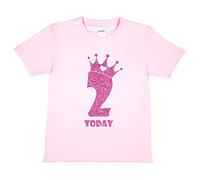 Print4U Girls T-Shirt 2nd Birthday 2 Today Age Two Age 3-4 Pink