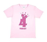 Print4U Girls T-Shirt 4th Birthday 4 Today Age Four