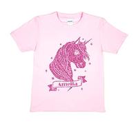Print4U Girls T-Shirt Amelia Unicorn Personalised Any Name Age 5-6 Pink