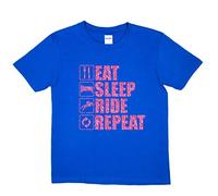 Print4U Girls T-Shirt Eat Sleep Ride Repeat Horse Riding Age 12-13 Blue
