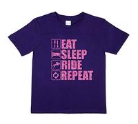 Print4U Girls T-Shirt Eat Sleep Ride Repeat Horse Riding Age 3-4 Purple