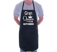 Print4U Gran Is Queen Of The Kitchen Chef Apron Cooking Novelty Baking Gag Gift Present Ladies Black